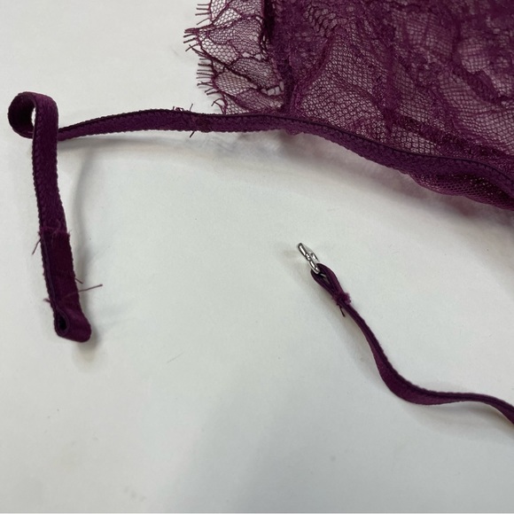 NEW Victorias Secret 32DD Unlined Bralette Bra Purple Floral Lace Halter #0825 - Picture 8 of 8